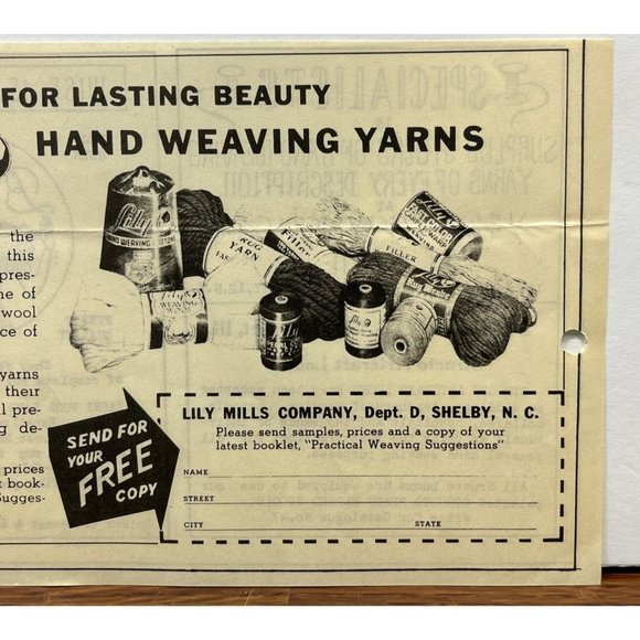 Lily Mills Hand Weaving Yarns Vintage Print Ad 1930s Practical Weaving - Picture 4 of 4